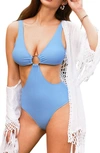 CUPSHE SEA SAILING O-RING CUTOUT ONE-PIECE SWIMSUIT