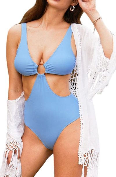 Cupshe Sea Sailing O-ring Cutout One-piece Swimsuit In Blue