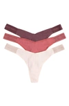Calvin Klein Refined Ribbed Thongs In G5e Plum Wine/ N