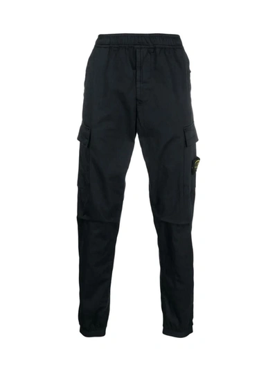 Stone Island Logo Patch Cargo Pants In Black