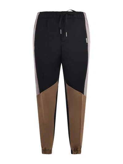 Yes London Trousers In Nero/beige/cammello