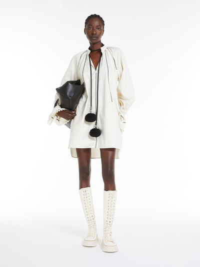 Max Mara Twill Shirt Dress In Ivory