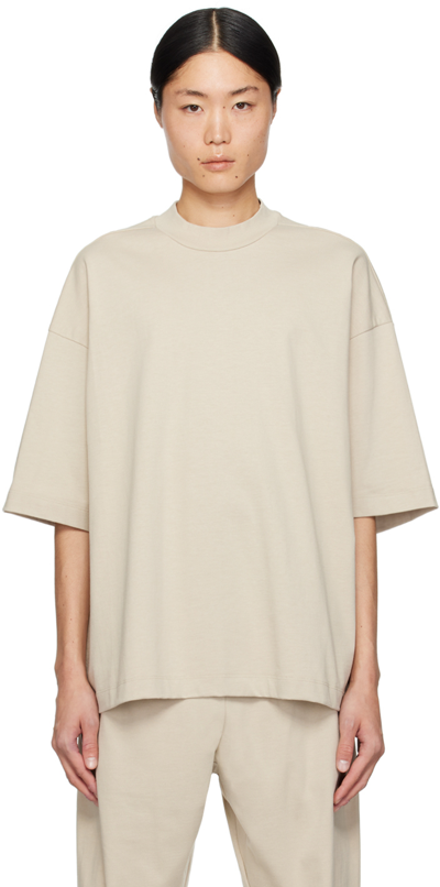 Fear Of God Taupe Dropped Shoulder T-shirt In Cream