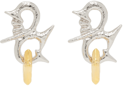 Chopova Lowena Silver & Gold Entwined Star Earrings In Multi
