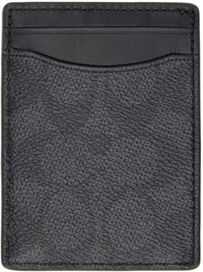 Coach Black Money Clip Card Holder In Charcoal
