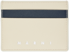 MARNI OFF-WHITE & NAVY SAFFIANO LEATHER CARD HOLDER