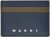 MARNI NAVY & TAUPE SAFFIANO LEATHER CARD HOLDER