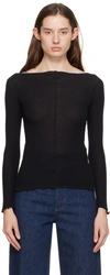 Baserange Ribbed-knit Long-sleeve Top In Black