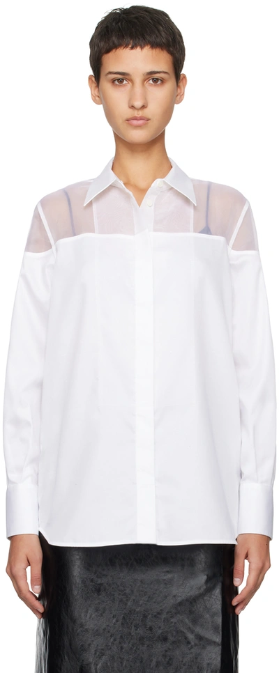 Helmut Lang Poplin Tux Shirt In Optic White