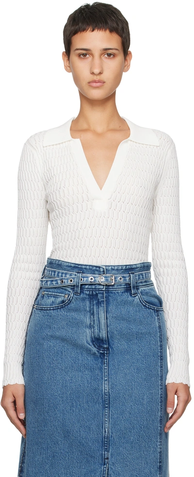 3.1 Phillip Lim White Honeycomb Stitch Polo In Iv122 Ivory