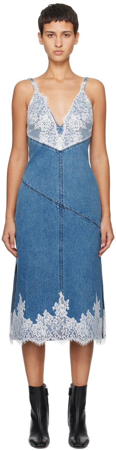 3.1 Phillip Lim Denim Slip Dress With Lace In Blue