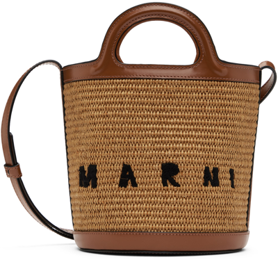 Marni Tan Tropicalia Mini Bucket Bag In 00m50 Raw Sienna