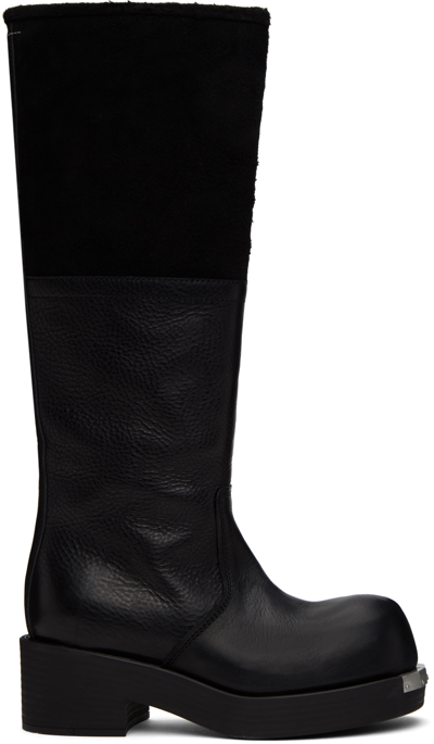 Mm6 Maison Margiela Black Biker Tall Boots In T8013 Black