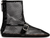 Alaïa High Ballerinas Mesh Leather Flats In 999 - Noir