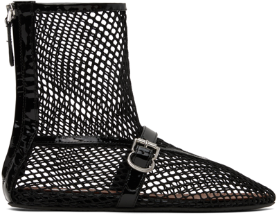 Alaïa Black Fishnet High Boots In 999 Noir