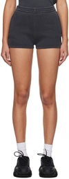 Alexander Wang T T By Alexander Wang Fitted Grey Activewear Shorts With Logo Detail In 094a Soft Obsidian