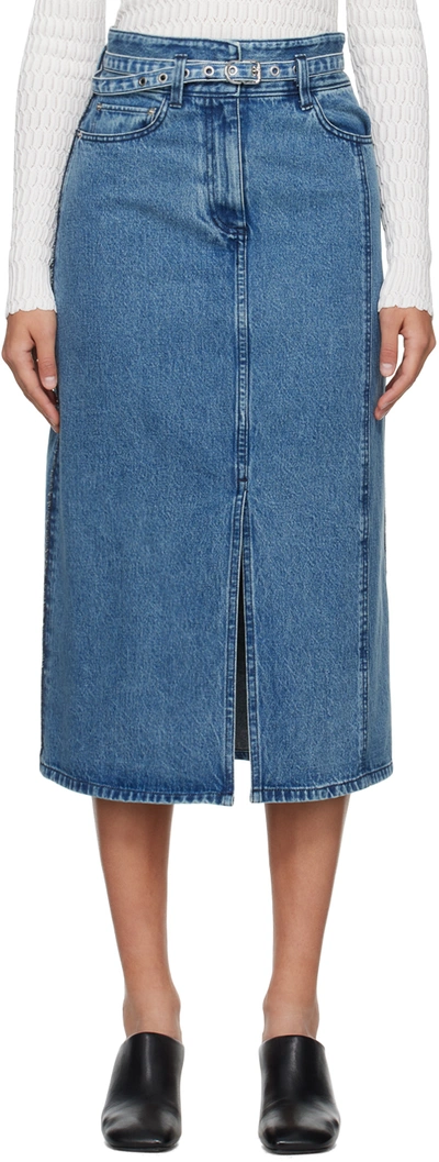 3.1 Phillip Lim A-line Denim Midi Skirt In Bl400 Blue