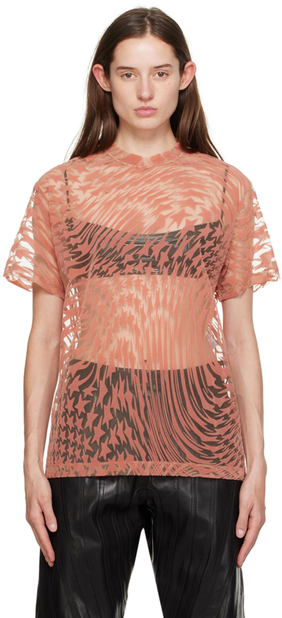 Mugler Pink Star T-shirt In B23n1 Dark Blush / N