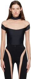 Mugler Black Illusion Bodysuit In B99n1 Black/nude01