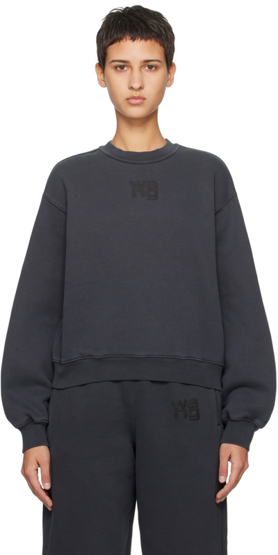Alexander Wang T Gray Puff Sweatshirt In 094a Soft Obsidian