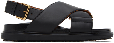 Marni Black Fussbett Sandals In 00n99 Black