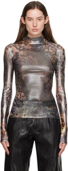 MUGLER SILVER PRINTED LONG SLEEVE T-SHIRT