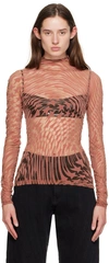 Mugler High-collar Long-sleeved T-shirt In B23n2 Dark Blush / N