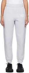 Alexander Wang T T By Alexander Wang Puff Logo Essential Terry Sweatpants In 050 Light Grey