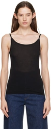 BASERANGE BLACK SEMI-SHEER TANK TOP