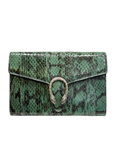 Gucci Dionysus Super Mini Wallet Phyton Green In Grey