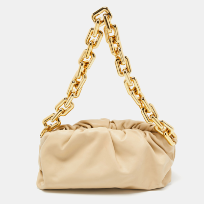 Pre-owned Bottega Veneta Beige Leather The Chain Pouch Bag