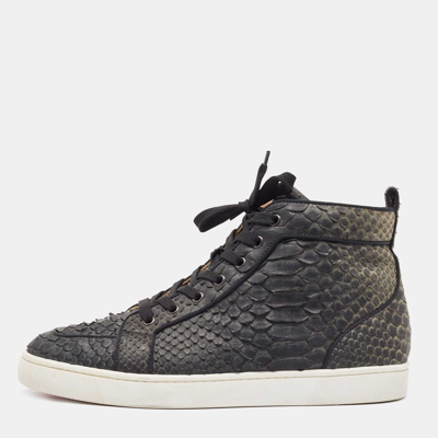 Pre-owned Christian Louboutin Two Tone Python Rantus Orlato High Top Sneakers Size 43 In Black