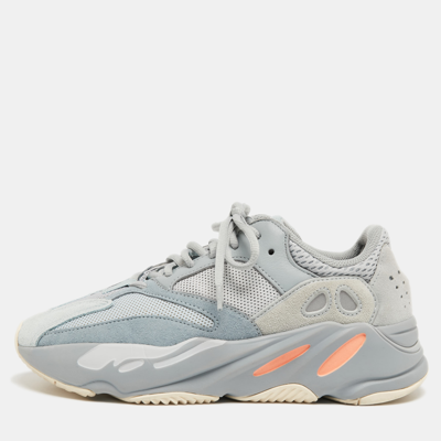 Pre-owned Yeezy X Adidas Adidas X Yeezy Blue Mesh And Leather Boost 700 Inertia Sneakers Size 40