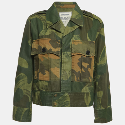 Pre-owned Zadig & Voltaire Military Green Camouflage Cotton Blend Button Front Jacket Xs