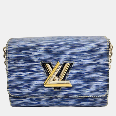 Pre-owned Louis Vuitton Epi Twist Mm In Blue