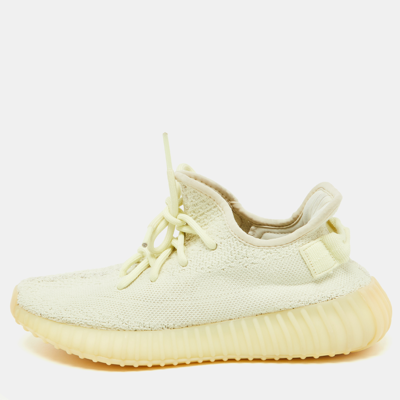Pre-owned Yeezy X Adidas Yellow Knit Fabric Boost 350 V2 Butter Sneakers Size 38 2/3