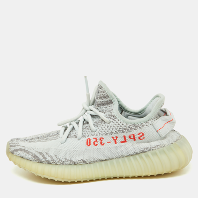 Pre-owned Yeezy X Adidas Light Blue Cotton Knit Boost 350 V2 Blue Tint Sneakers Size 38 2/3