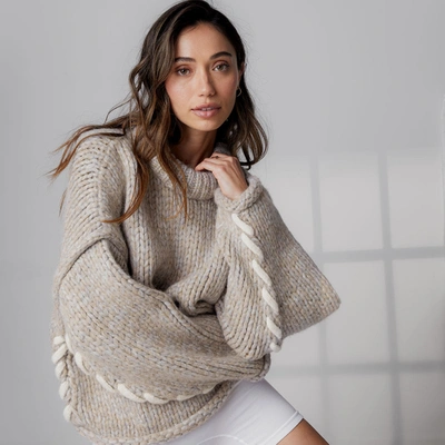 Lunya Lofty Wool Whip Stitch Pullover In Toasted Marl