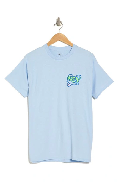 Obey Smirk Graphic T-shirt In Sky Blue