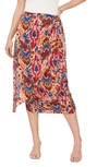 Vince Camuto Women's Printed Front-tie Midi Skirt In Chilli Oil