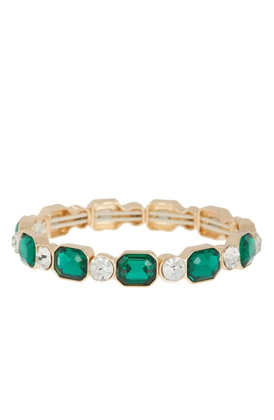 Anne Klein Cubic Zirconia Stretch Bracelet In Gld/ Emerald/ Cry