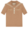 Gucci Poloshirt Aus Wolle Mit Horsebit In Beige