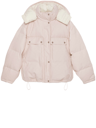 Gucci Gg Cotton Canvas Puffer Jacket In Pink