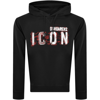 Dsquared2 Icon Scribble Cotton Hoodie In Black