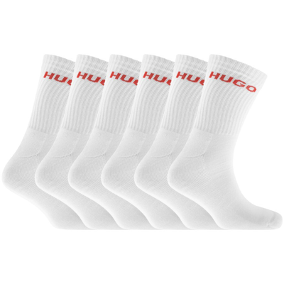 Hugo 6 Pack Logo Socks White