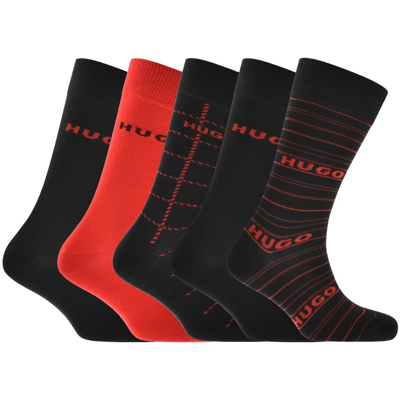 Hugo Multi Colour 5 Rs Design Socks In Black