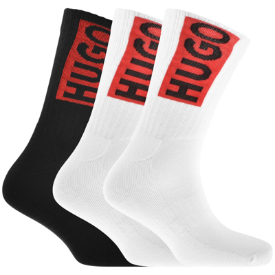 Hugo 3 Pack Qs Logo Design Mens Combed Cotton Socks In Black