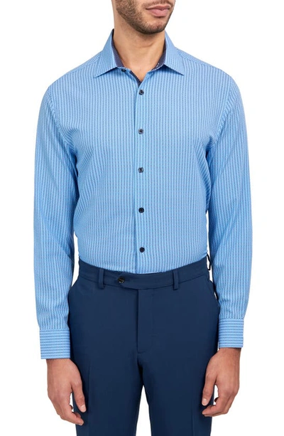 Wrk Zig Zag Print Stretch Performance Dress Shirt In Blue