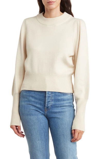 French Connection Babysoft Balloon Sleeve Crop Jumper In Classic Cream