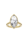JENNIFER FISHER 18K GOLD MARQUISE LAB CREATED DIAMOND SOLITAIRE RING